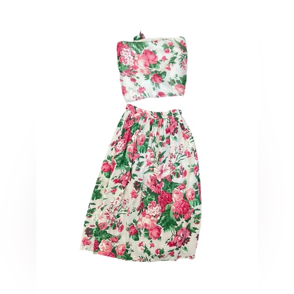 Vintage 1980s Avon Fashions 2 piece painterly floral skirt set size 5/6 - Picture 5 of 9